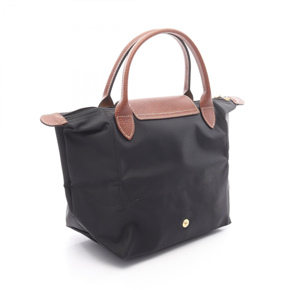 Preloved Longchamp Le Pliage Original S Handbag Black/Brown canvas×leather L1621089001 2101220294731