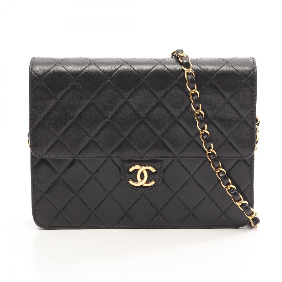 Preloved CHANEL Black Matelasse Single Flap Push Lock Lambskin (sheep leather) 2101220285333