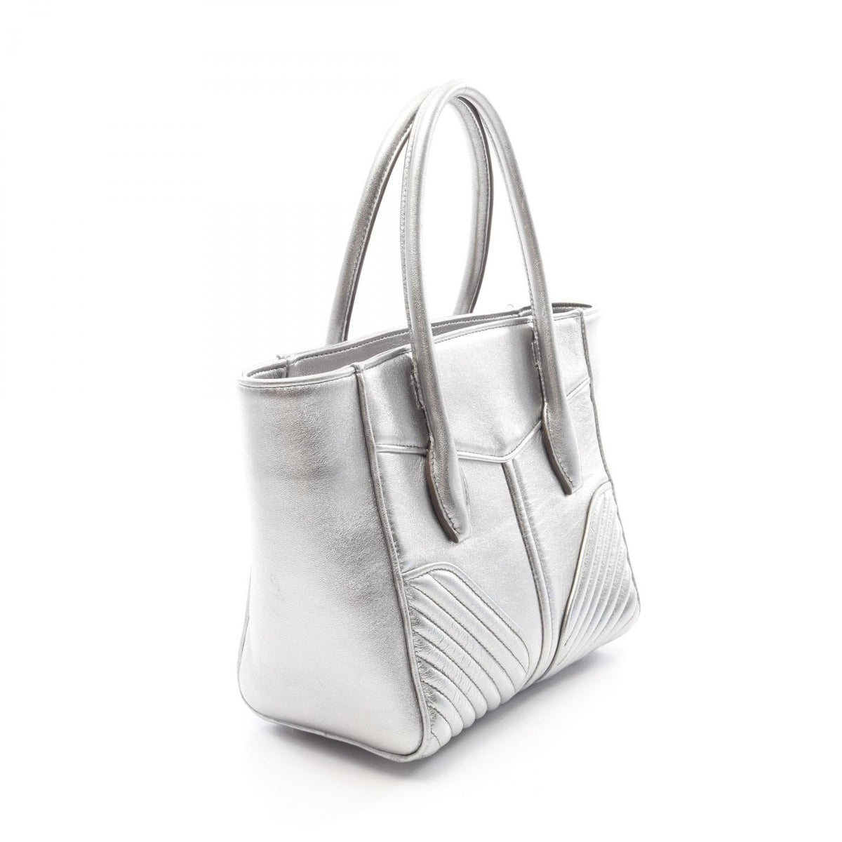 Preloved Miu Miu NAPPA BIKER 2WAY Handbag Silver leather 2101220288211