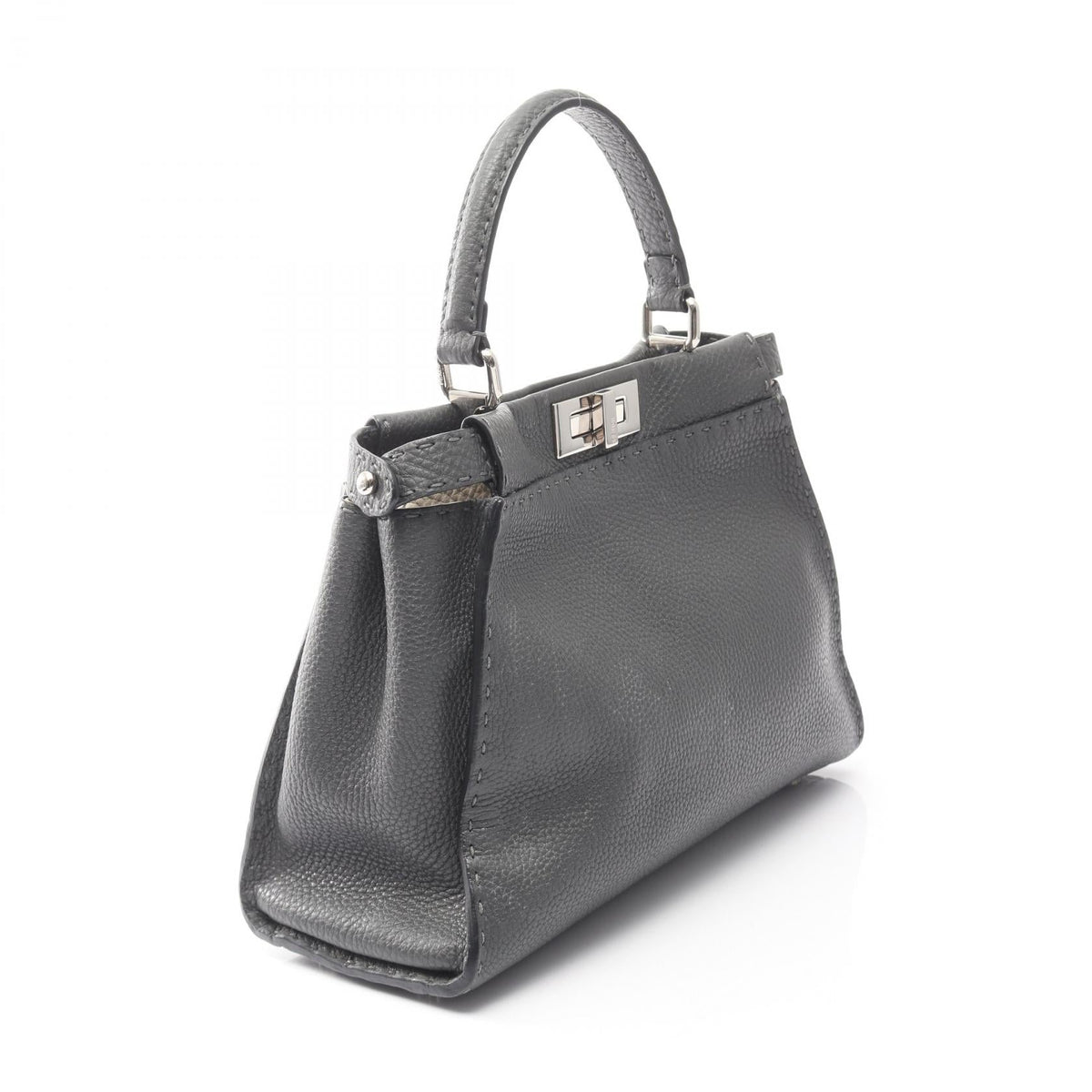 Preloved FENDI Peek-a-boo regular Handbag Gray leather 2101219523217