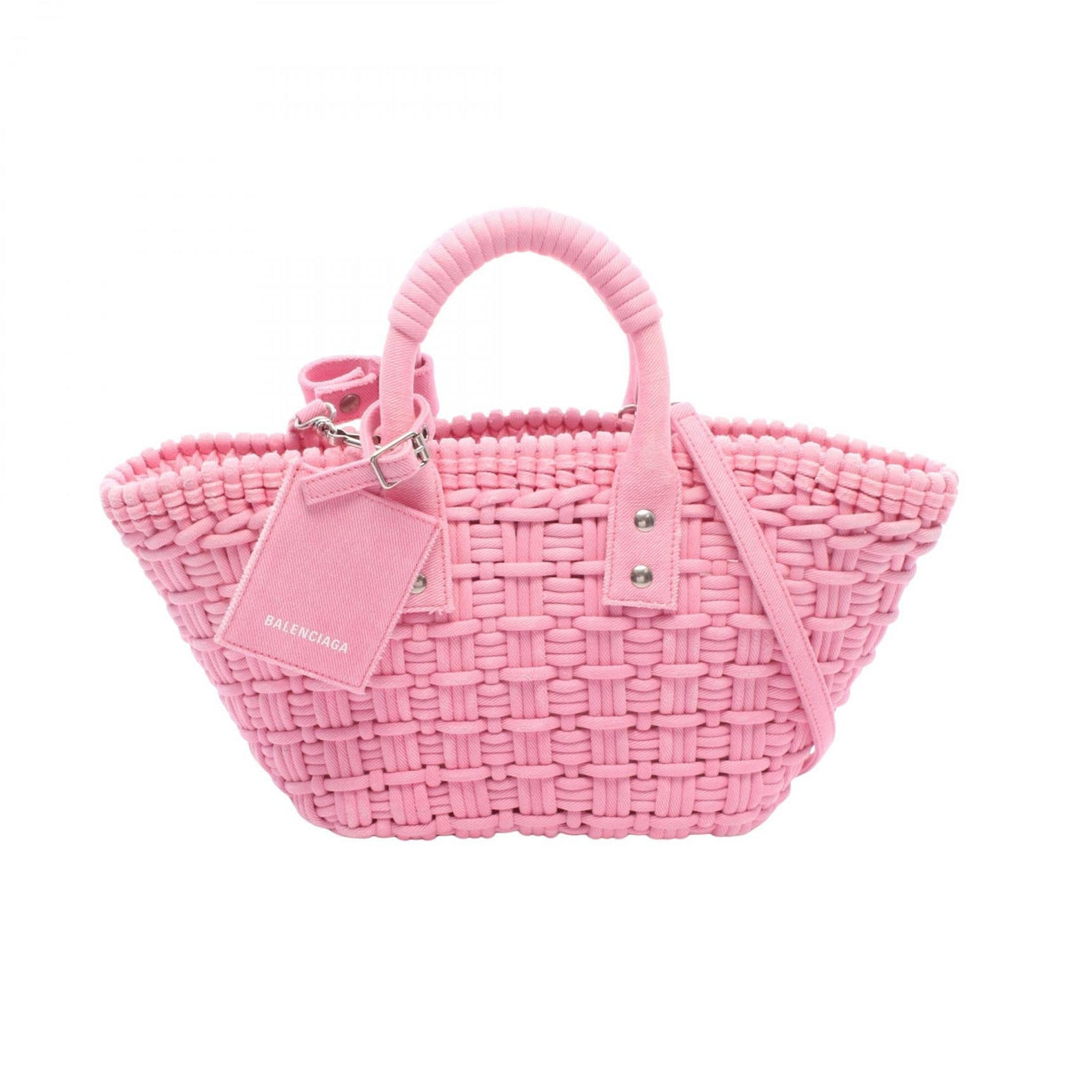 Preloved BALENCIAGA BISTRO XS Bistro Basket Bag 2WAY Tote Bag Pink canvas 671342 2101220294366