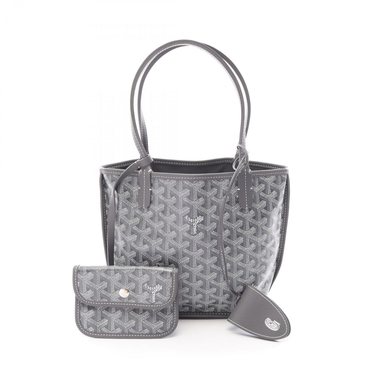 Preloved GOYARD Ange Mini Pouch Reversible Tote Bag Gray/White PVC coated canvas×leather 2120900147105
