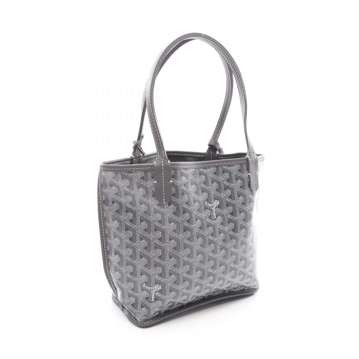 Preloved GOYARD Ange Mini Pouch Reversible Tote Bag Gray/White PVC coated canvas×leather 2120900147105