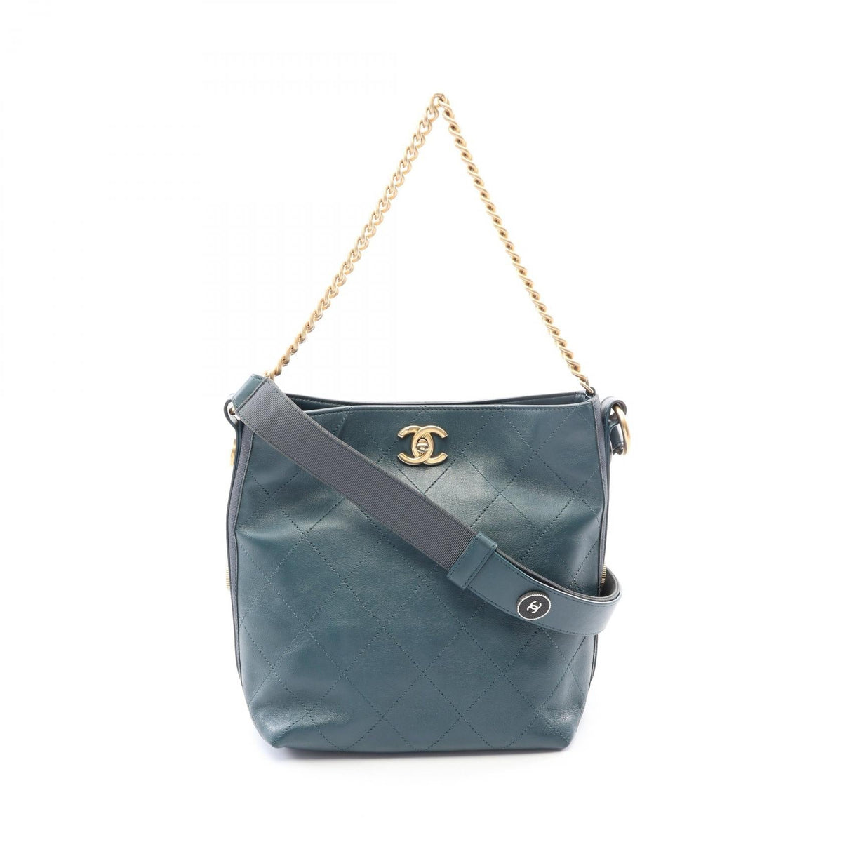 Preloved CHANEL Green Matelasse 2WAY leather 2106800649970