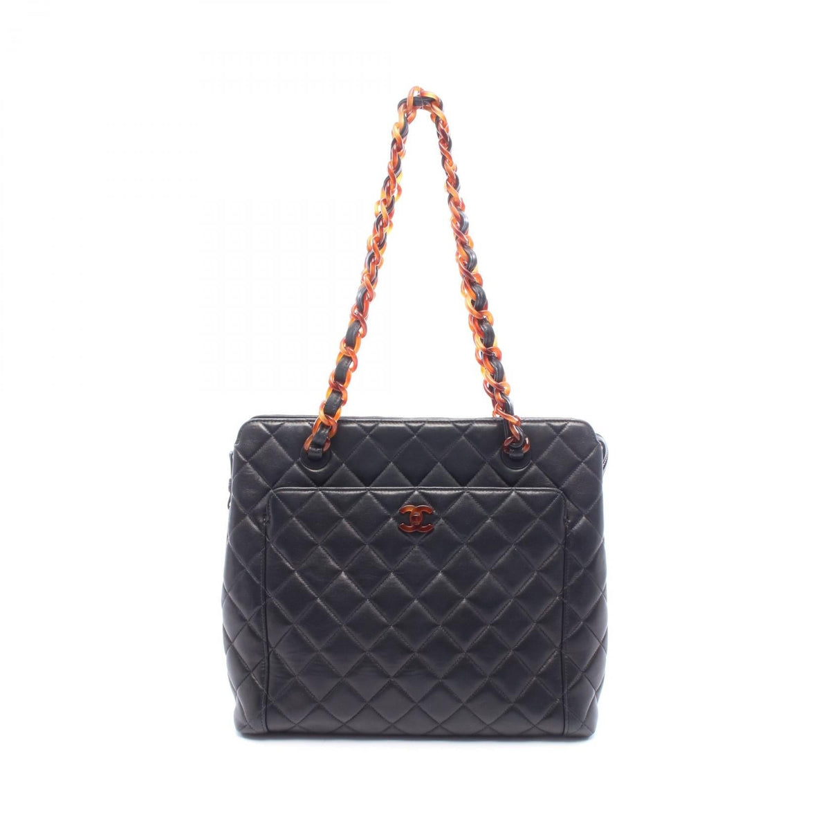 Preloved CHANEL Black Matelasse Plat Lambskin (sheep leather) 2101220286064