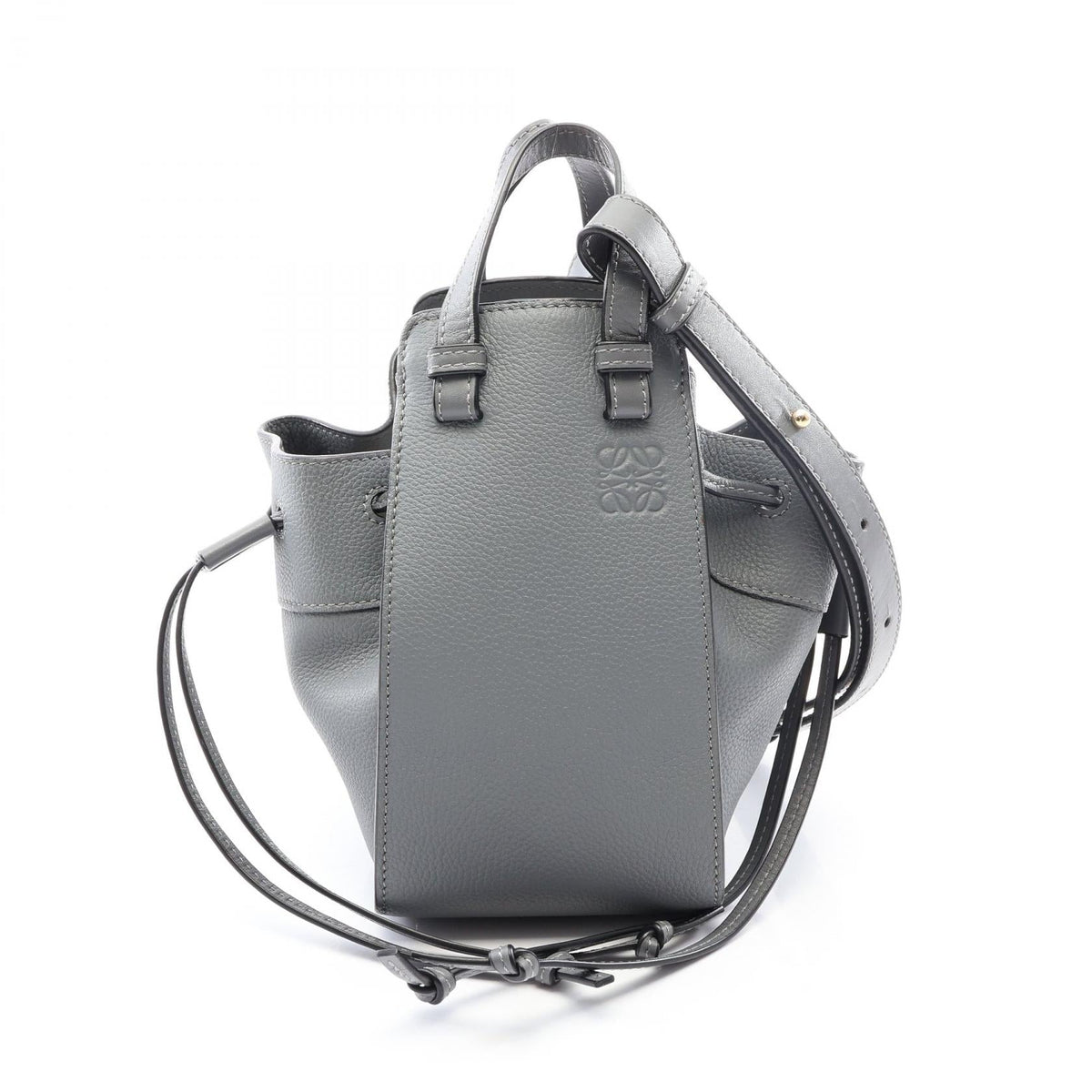 Preloved LOEWE Hammock Drawstring Bag Mini 2WAY Handbag Gray leather 2101220286415
