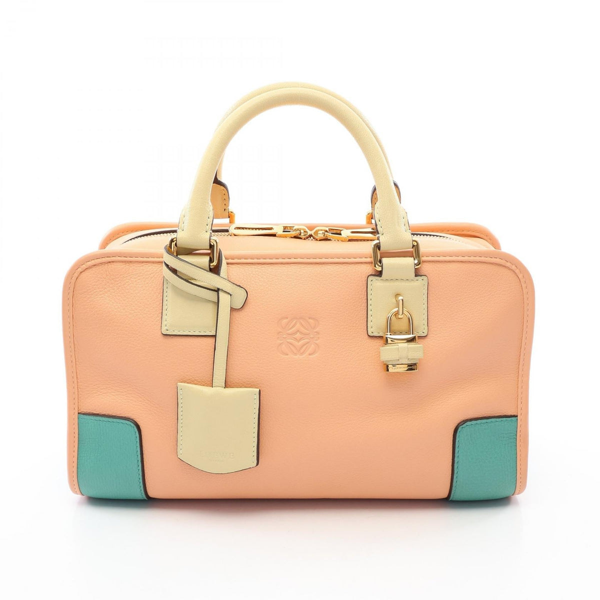 Preloved LOEWE Americana 28 Handbag Pink/Yellow/Green leather 2101220285685