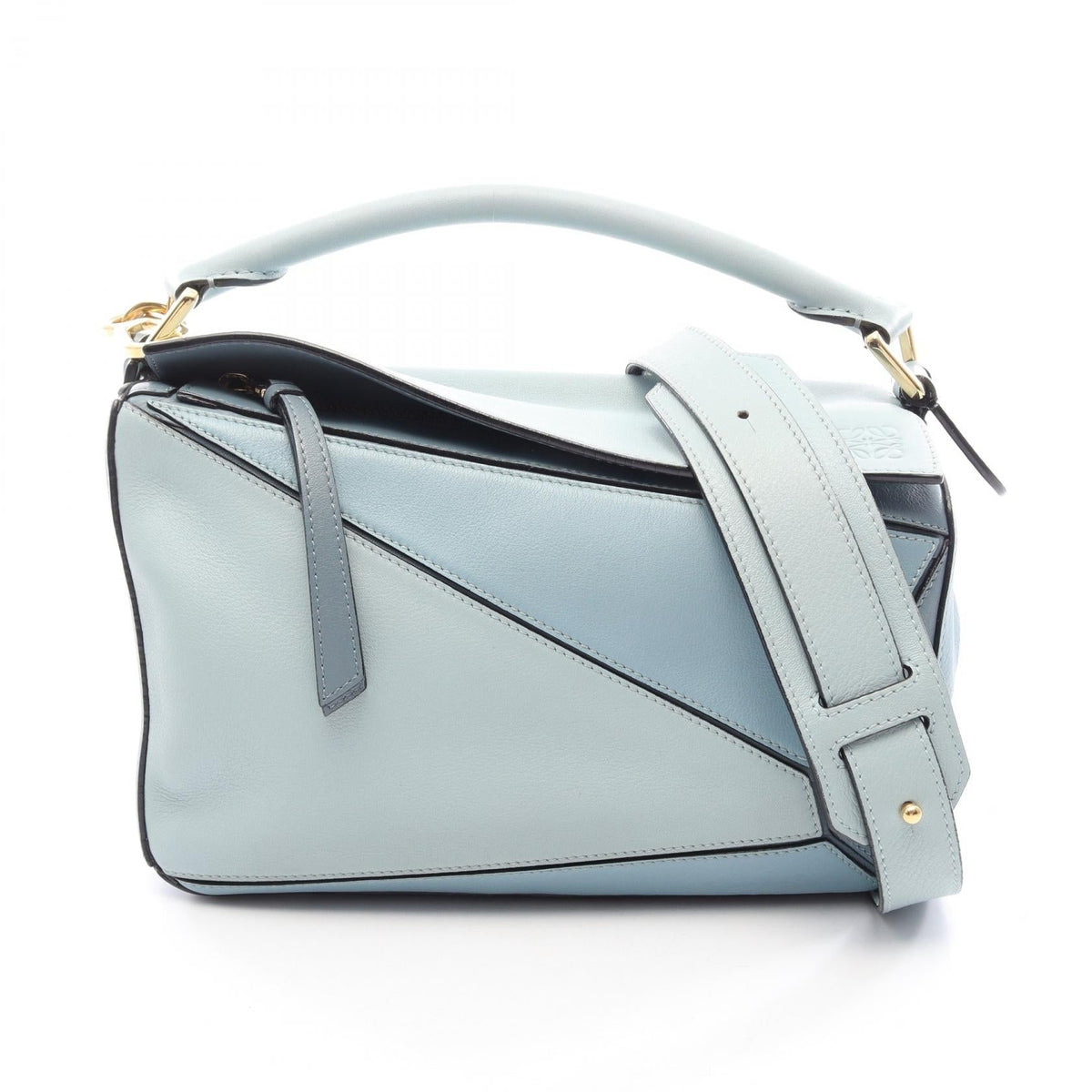 Preloved LOEWE PUZZLE BAG SMALL (2-Way) Handbag Blue leather 2101220004330