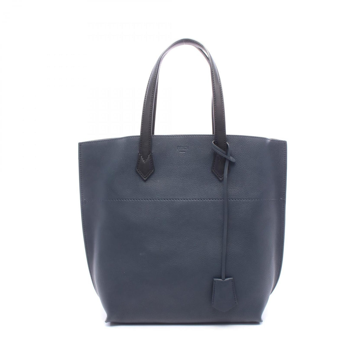 Preloved FENDI All-in Shopping Tote Bag Navy/Black leather 8BH260 2101220287207