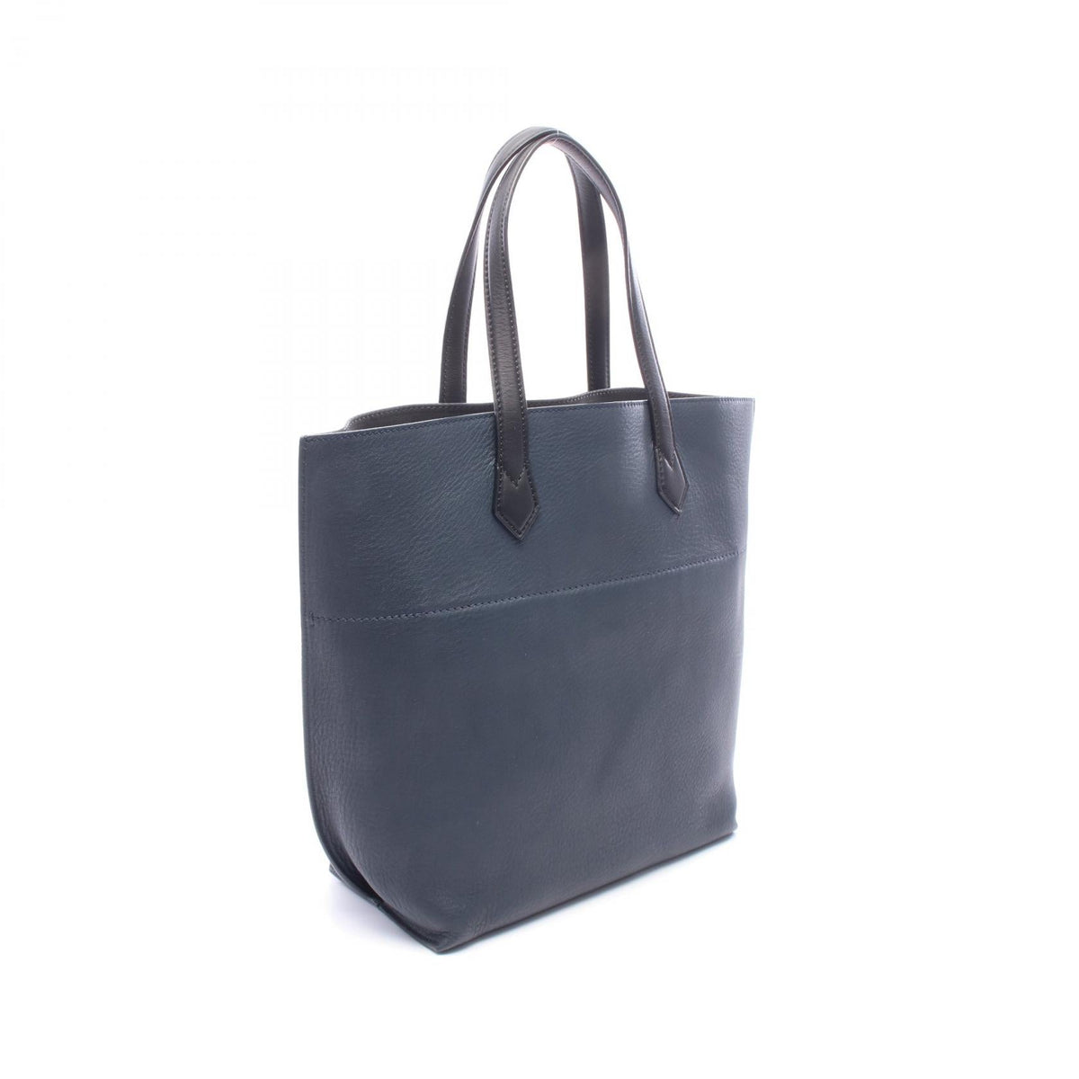 Preloved FENDI All-in Shopping Tote Bag Navy/Black leather 8BH260 2101220287207