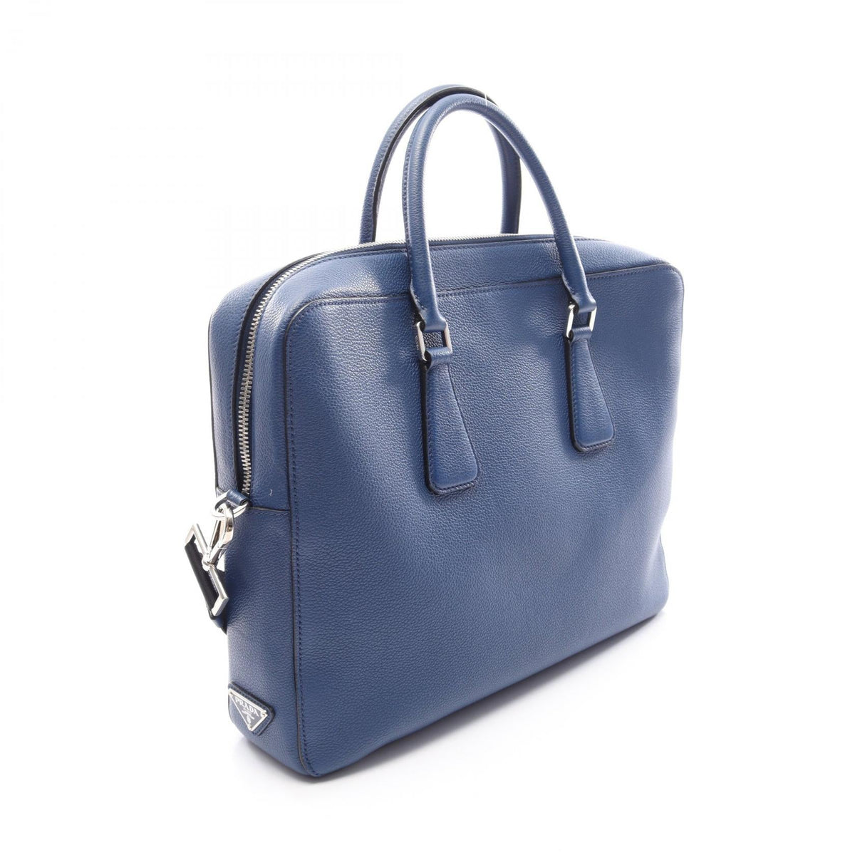 Preloved PRADA VITELLO GRAIN 2WAY Briefcase Blue leather 2121500001767
