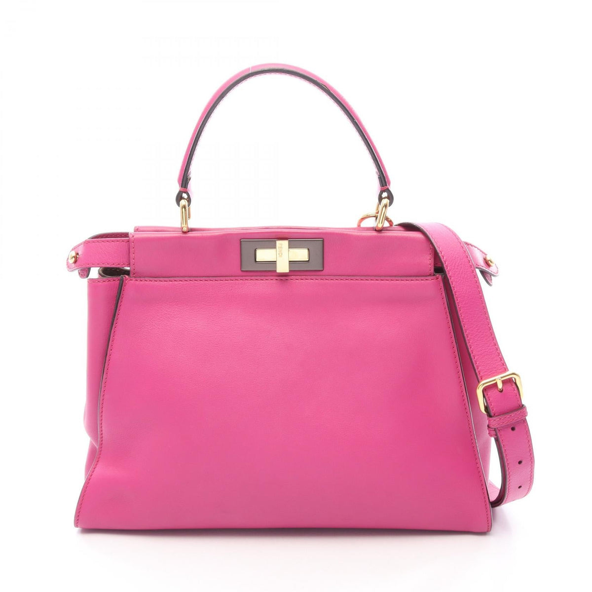 Preloved FENDI Peekaboo Regular 2WAY Handbag Pink leather 8BN2903ZM 2101220184124
