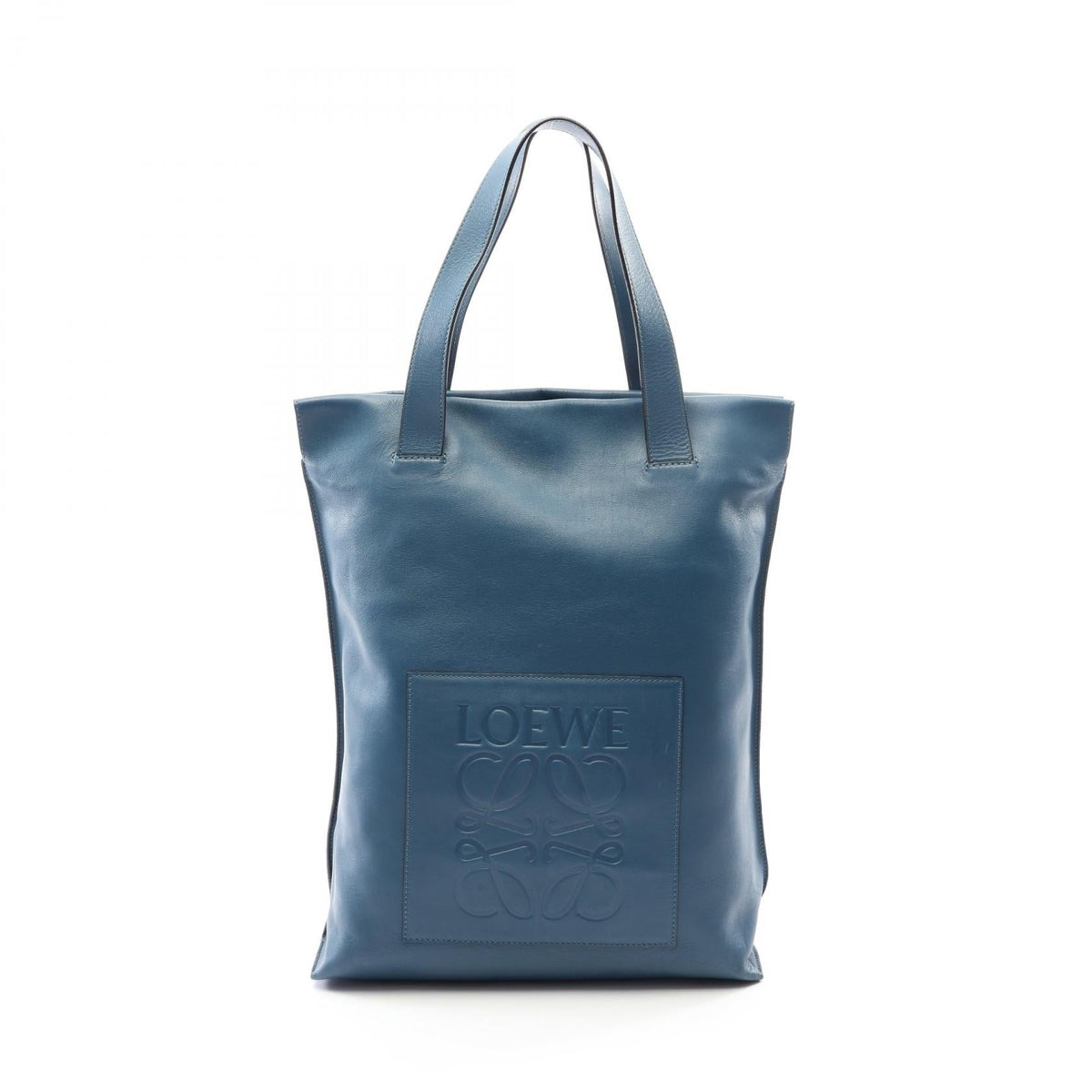 Preloved LOEWE Anagram shopper Tote Bag Blue leather 2101220281120