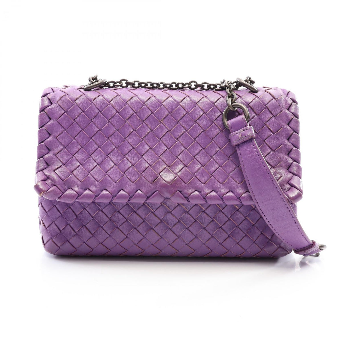 Preloved BOTTEGA VENETA Olympia Intrecciato Shoulder Bag Purple leather 2101220048976