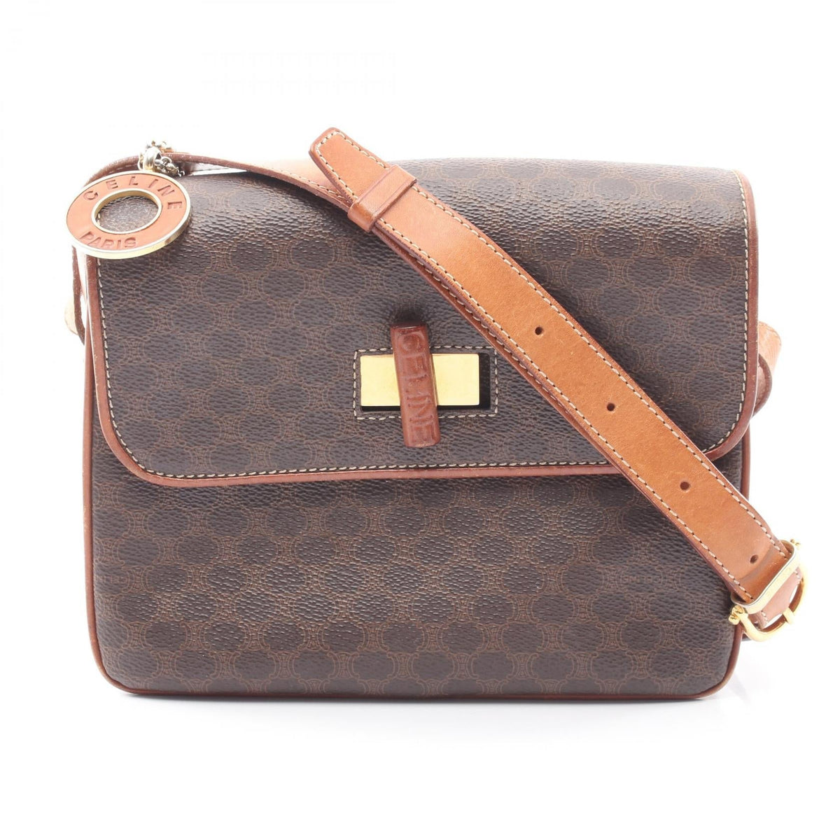 Preloved CELINE Macadam Shoulder Bag Brown PVC coated canvas×leather 2101219862446