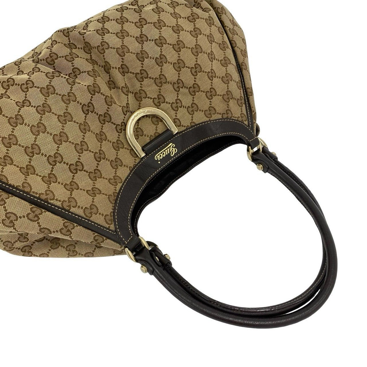 Gucci GG Canvas Leather Tote Bag