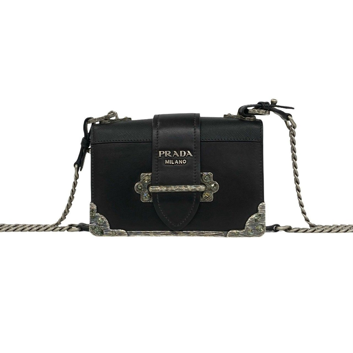 Prada Cahier Leather Chain Mini Shoulder Bag