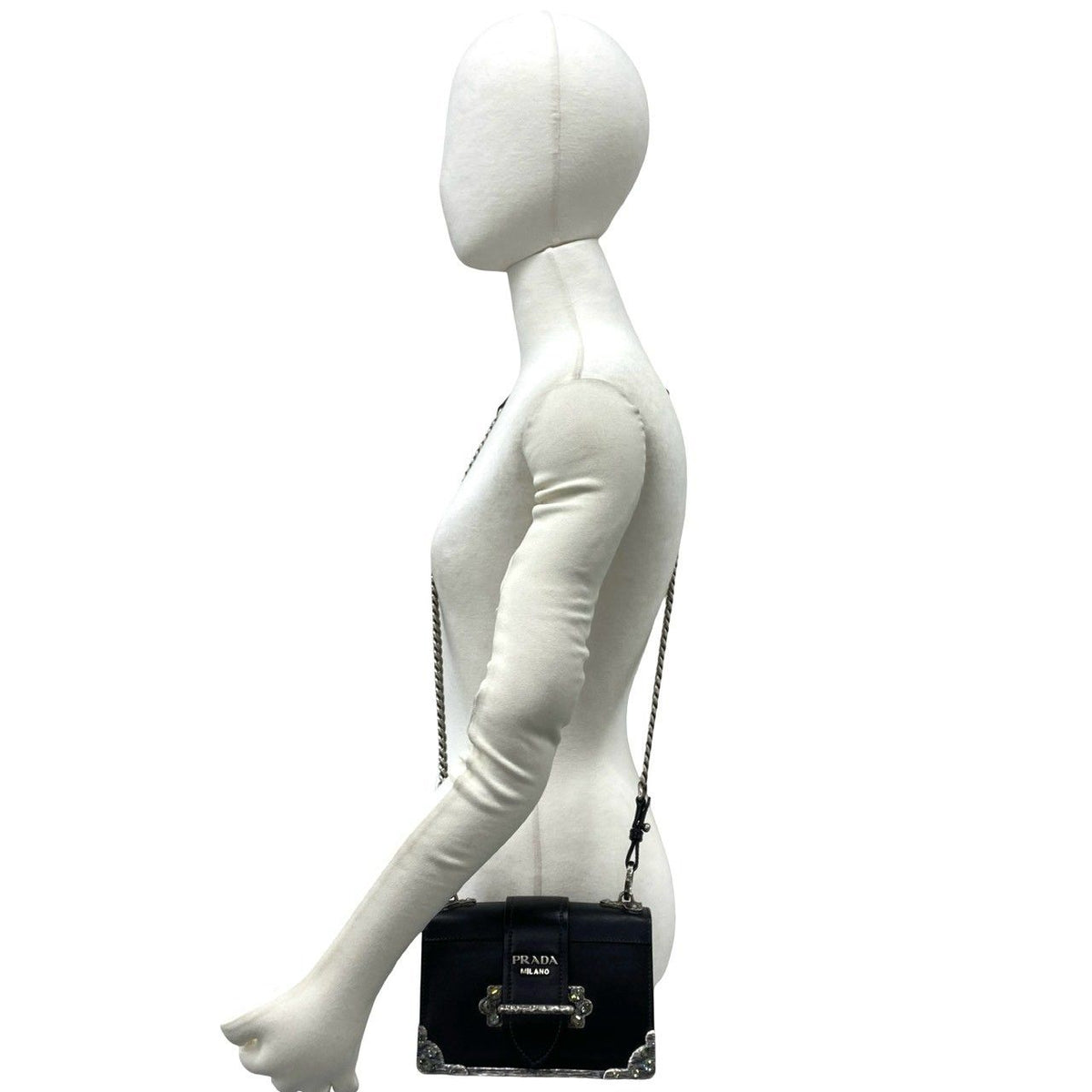 Prada Cahier Leather Chain Mini Shoulder Bag