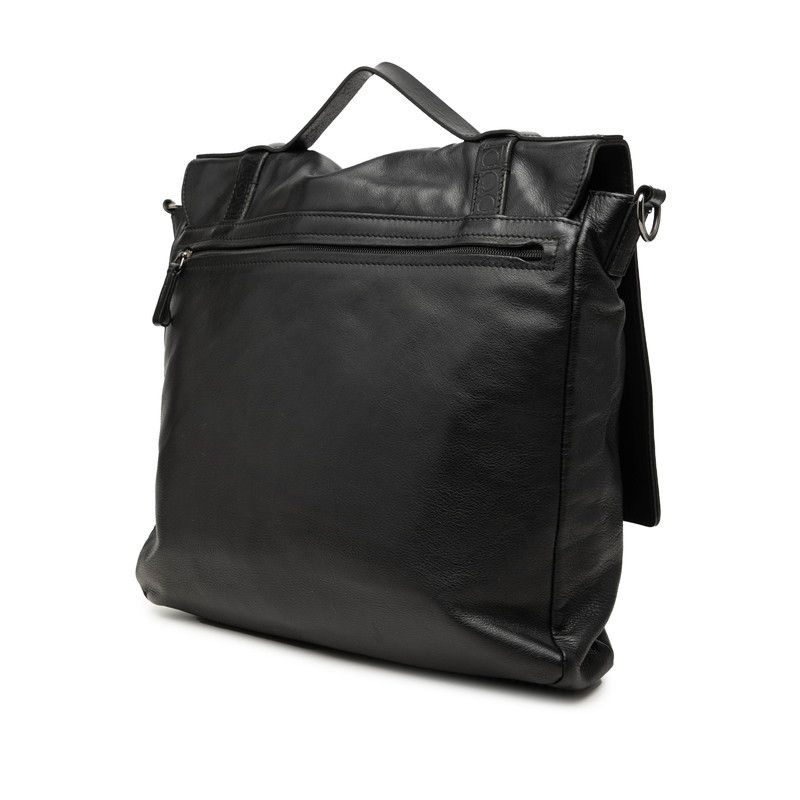 Salvatore Ferragamo Gancini Embossed Double Buckle Leather Shoulder Bag