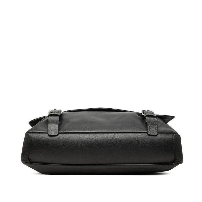 Salvatore Ferragamo Gancini Embossed Double Buckle Leather Shoulder Bag