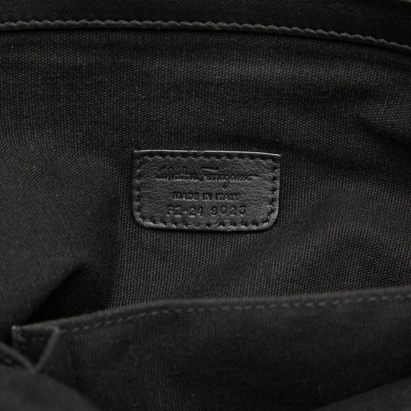 Salvatore Ferragamo Gancini Embossed Double Buckle Leather Shoulder Bag