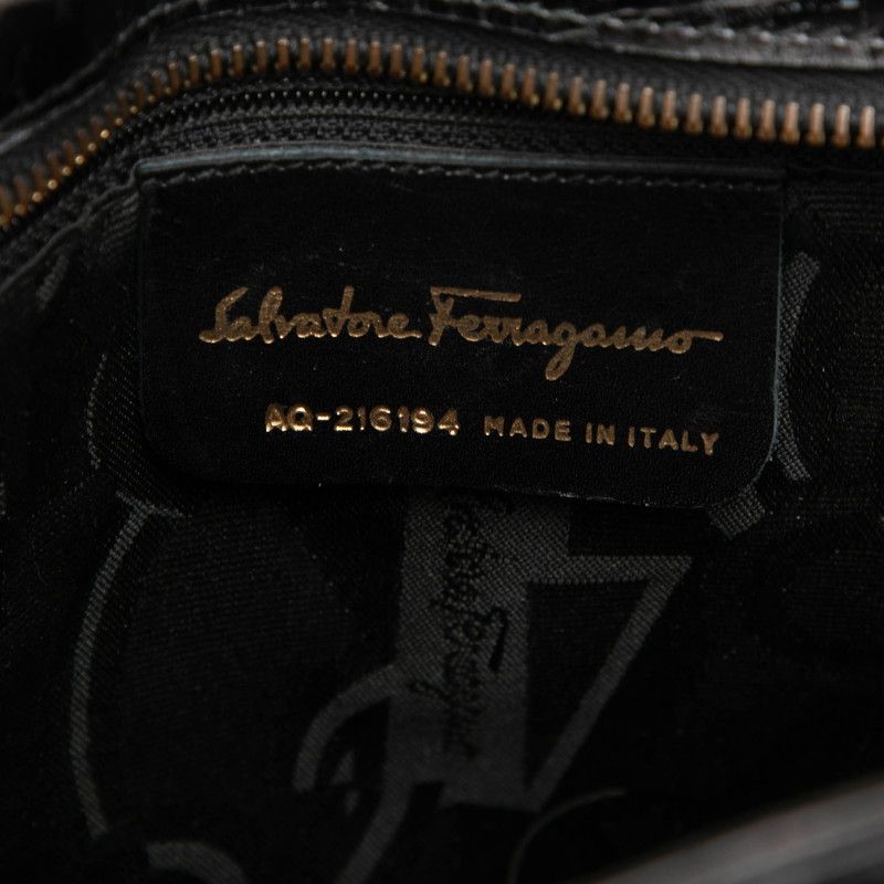 Salvatore Ferragamo Double Gancini Embossed Leather Shoulder Bag
