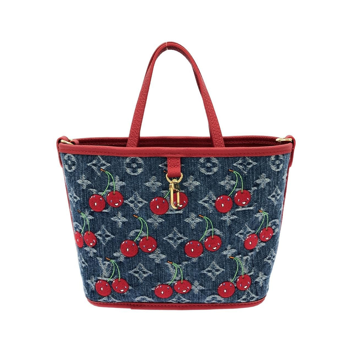 Louis Vuitton Monogram Cherry Denim Neverfull Inside Out BB Denim Canvas Tote Bag