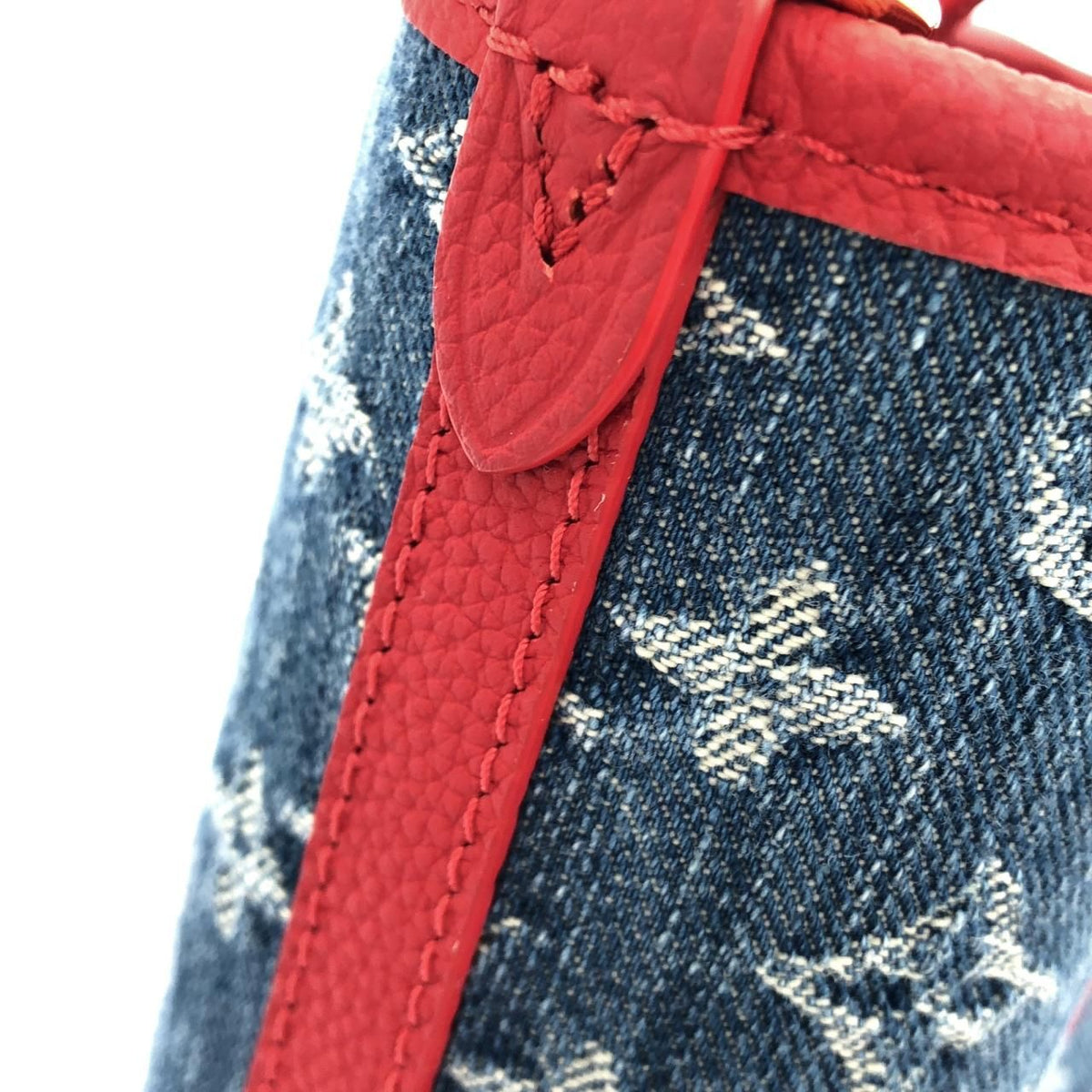Louis Vuitton Monogram Cherry Denim Neverfull Inside Out BB Denim Canvas Tote Bag