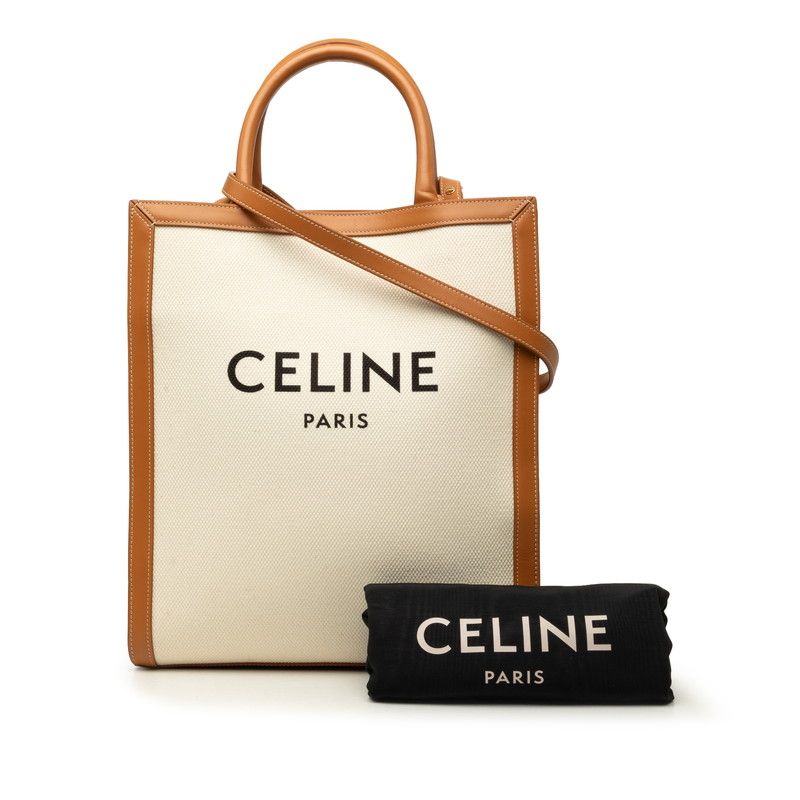 CELINE Vertical Cabas Small Cotton Leather 2way Bag