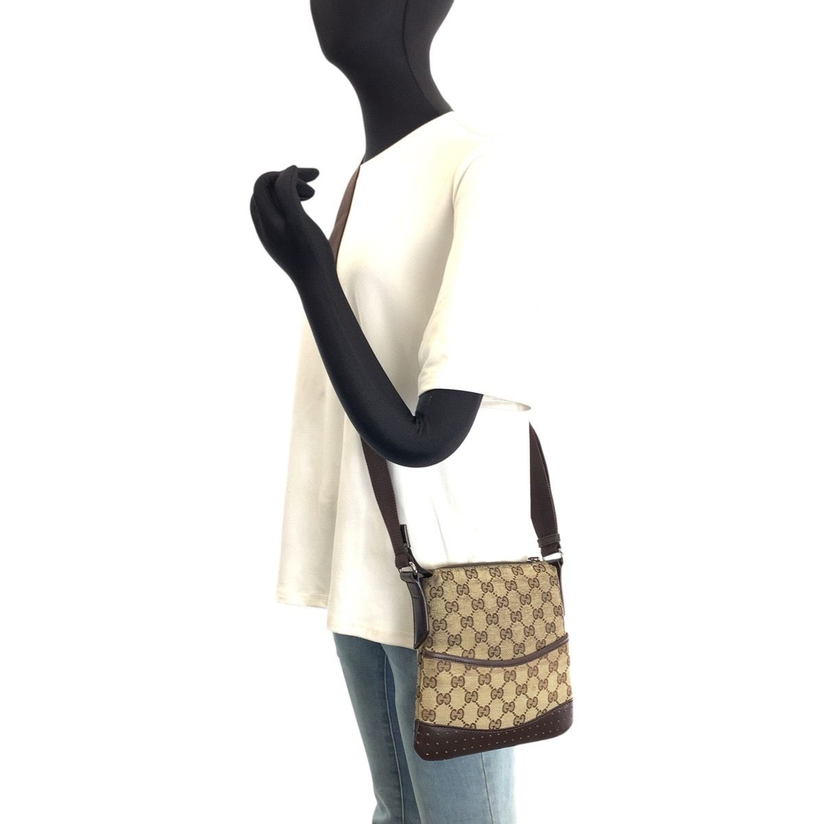 Gucci GG Canvas Leather Shoulder Bag