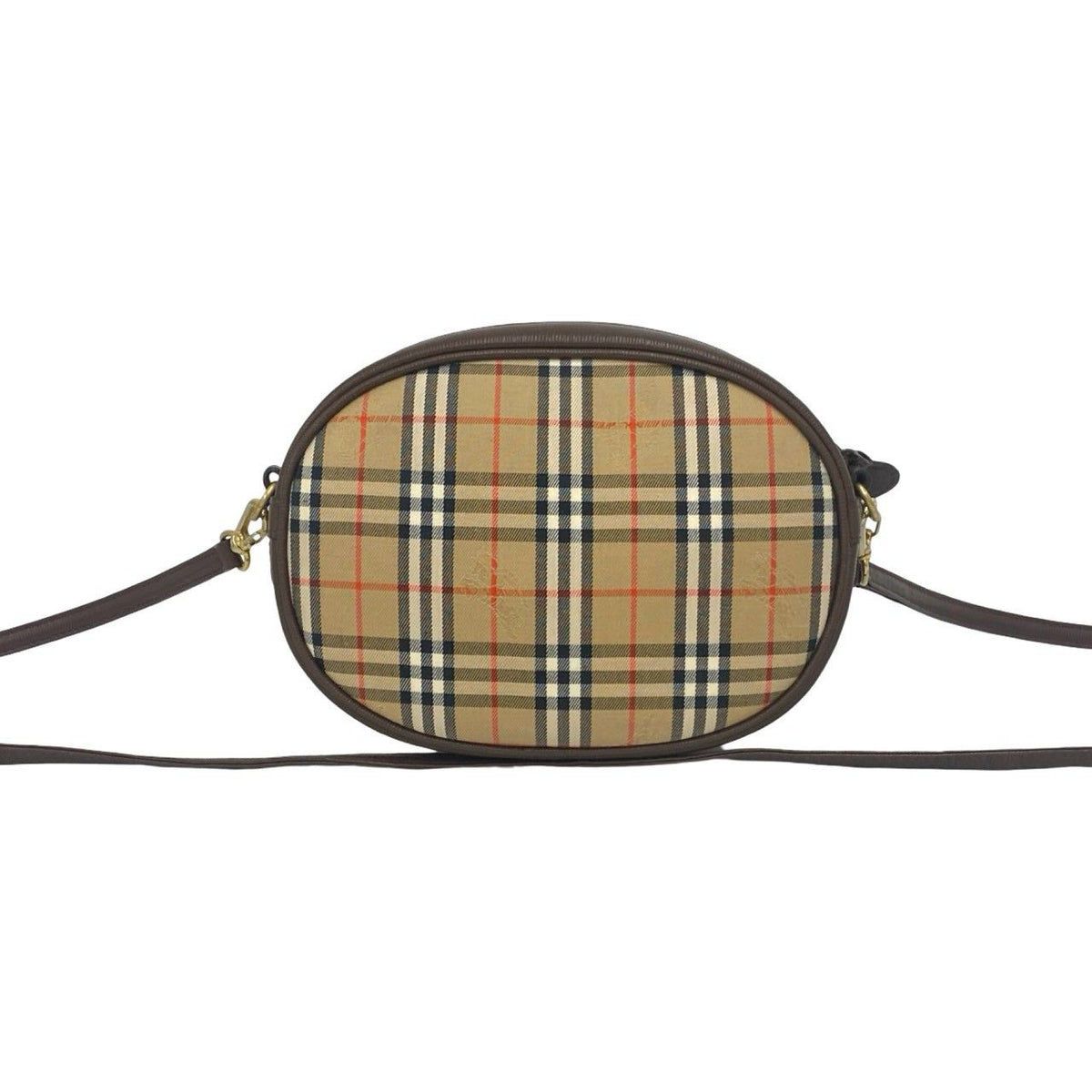 Burberrys Shadow Horse Logo Canvas Leather Shoulder Bag