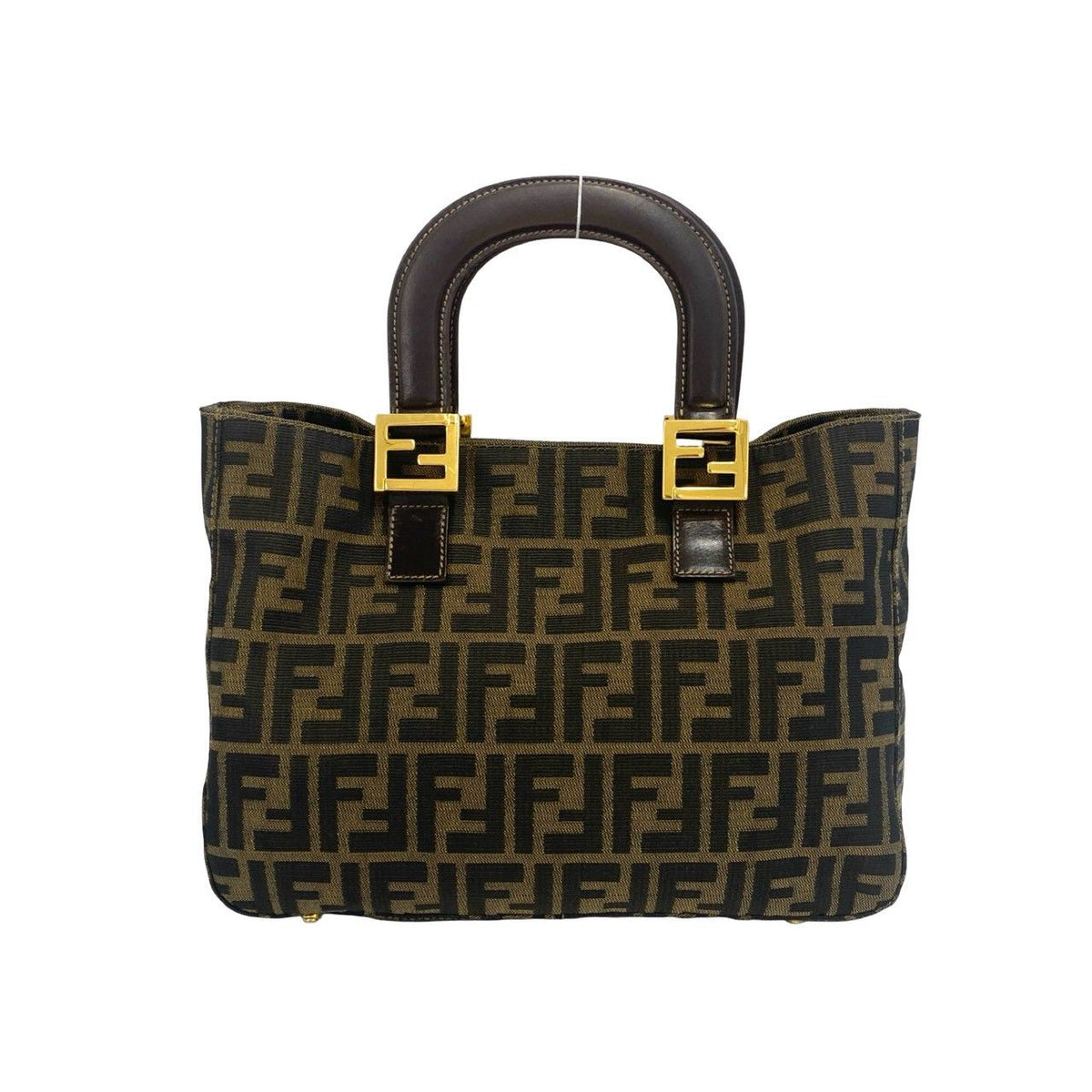 Fendi Zucca Canvas Leather Handbag