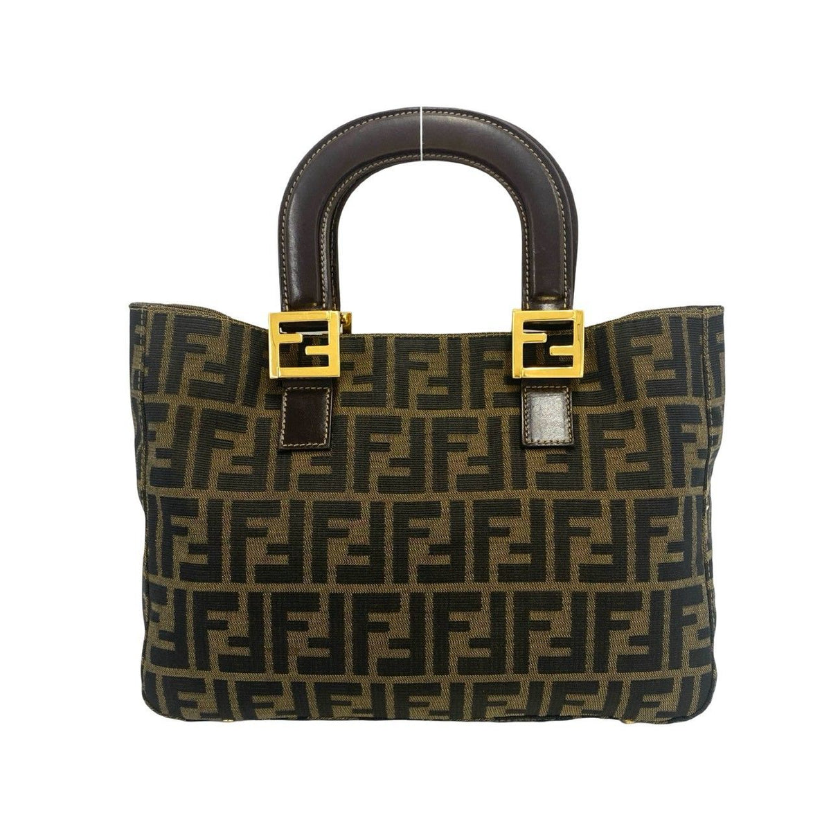 Fendi Zucca Canvas Leather Handbag