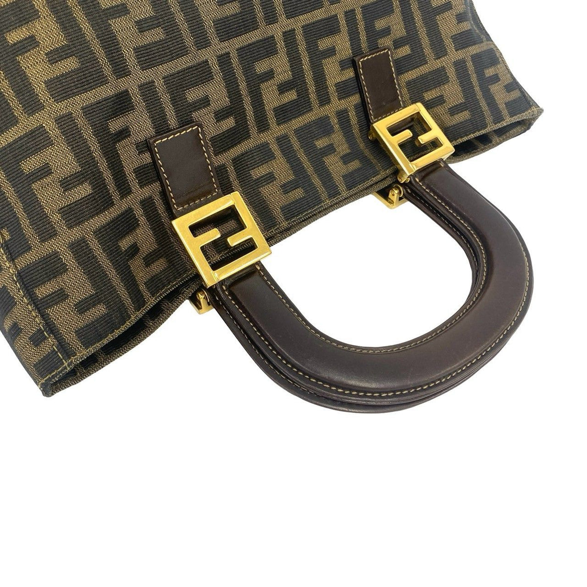 Fendi Zucca Canvas Leather Handbag