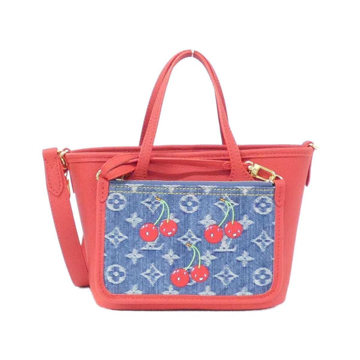 Louis Vuitton Monogram Cherry Denim Neverfull Insideout BB Denim Canvas Calf Bag