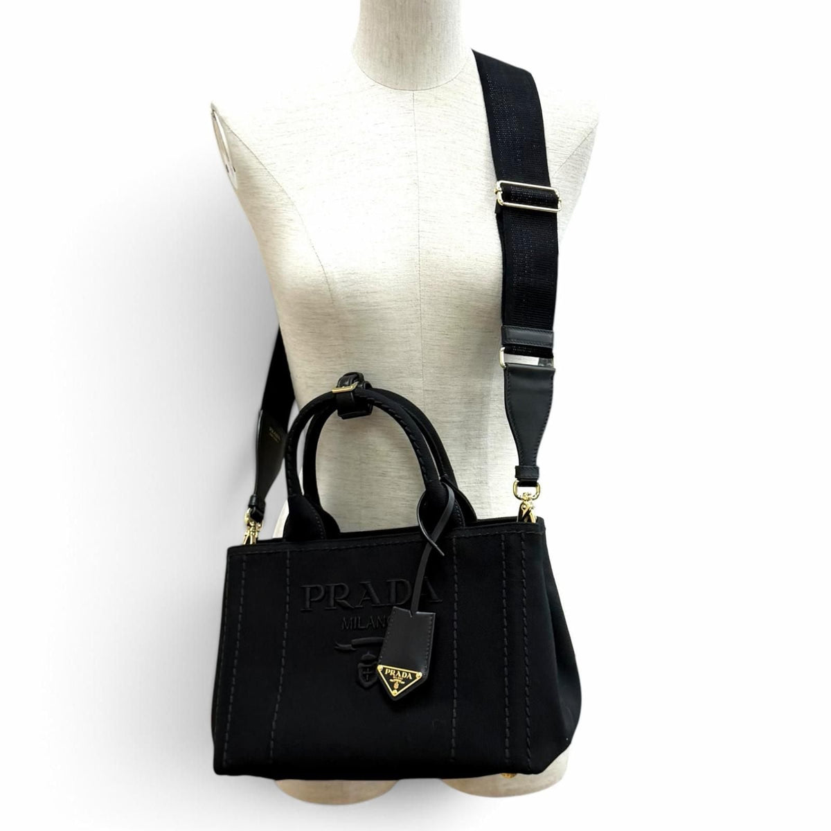 Prada Canapa Jardinire Small Cotton Tote Bag