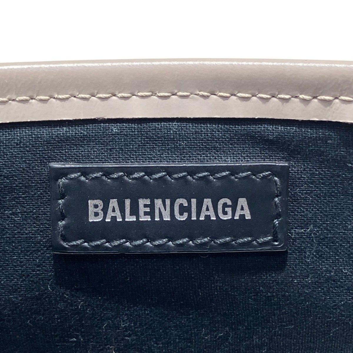 Balenciaga Navy Cabas S Canvas Leather Handbag