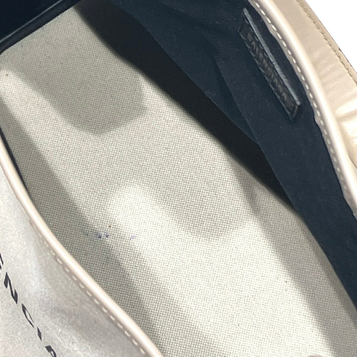 Balenciaga Navy Cabas S Canvas Leather Handbag