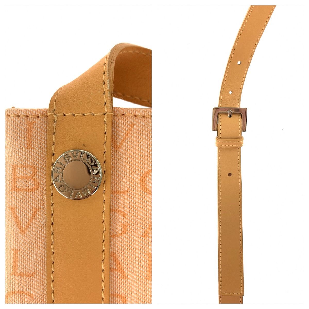 Bvlgari Logo Mania Canvas Leather Shoulder Bag