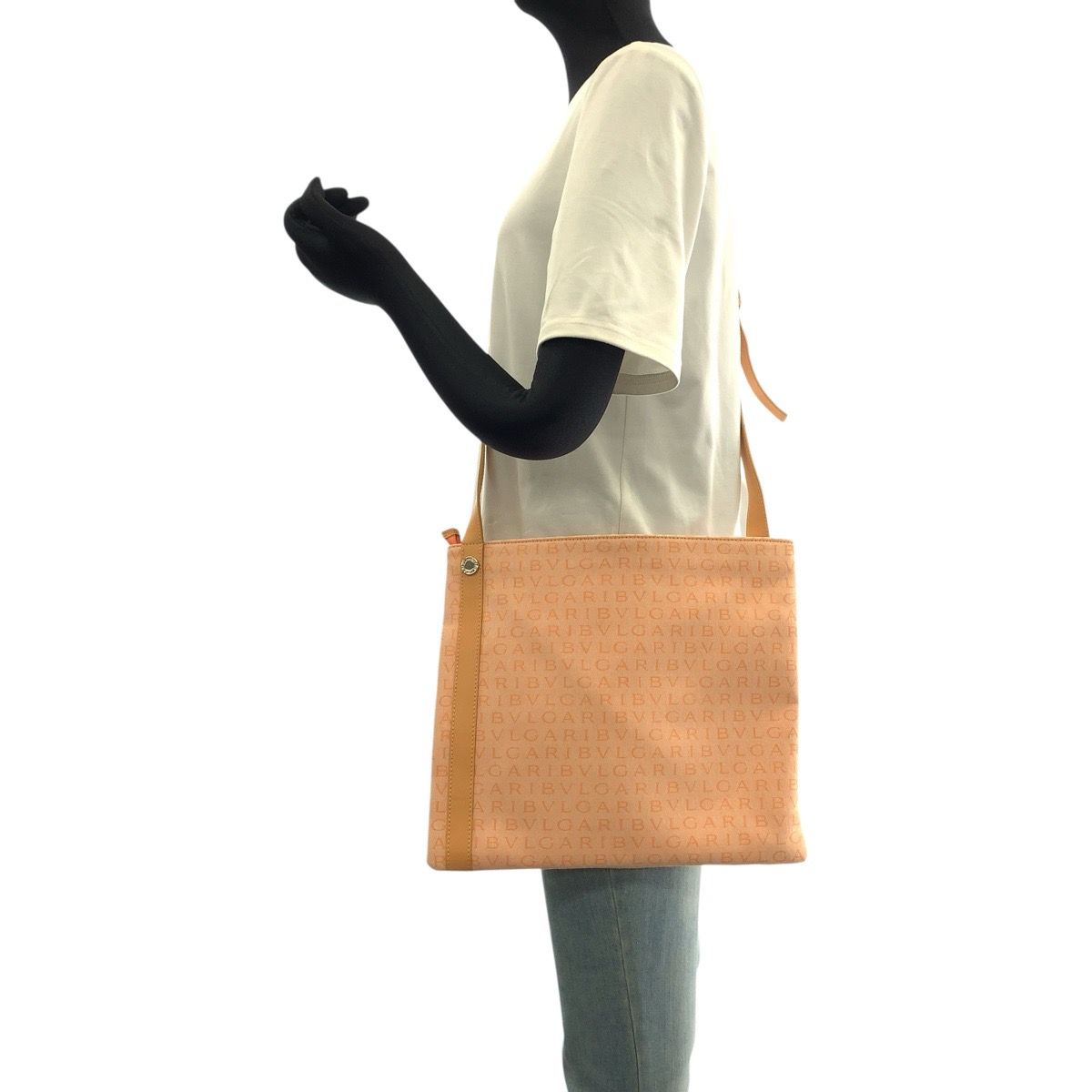 Bvlgari Logo Mania Canvas Leather Shoulder Bag