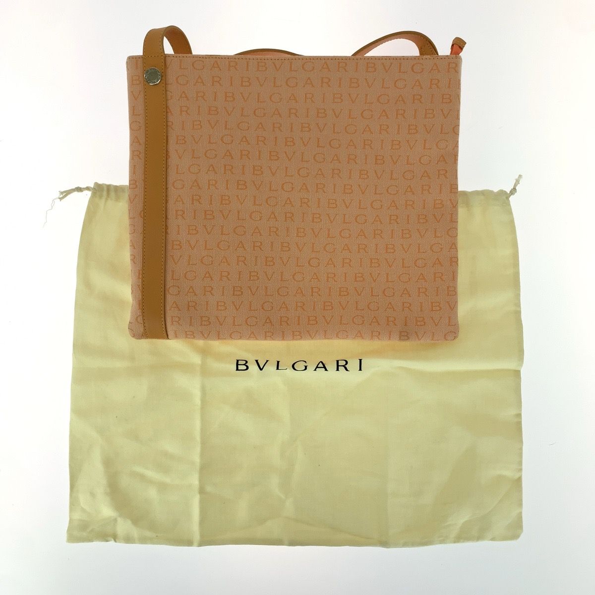 Bvlgari Logo Mania Canvas Leather Shoulder Bag