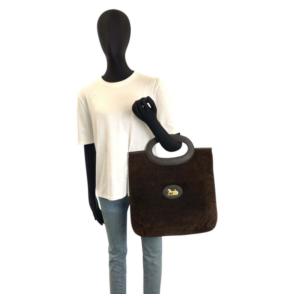 Celine Carriage Hardware Suede Tote Bag