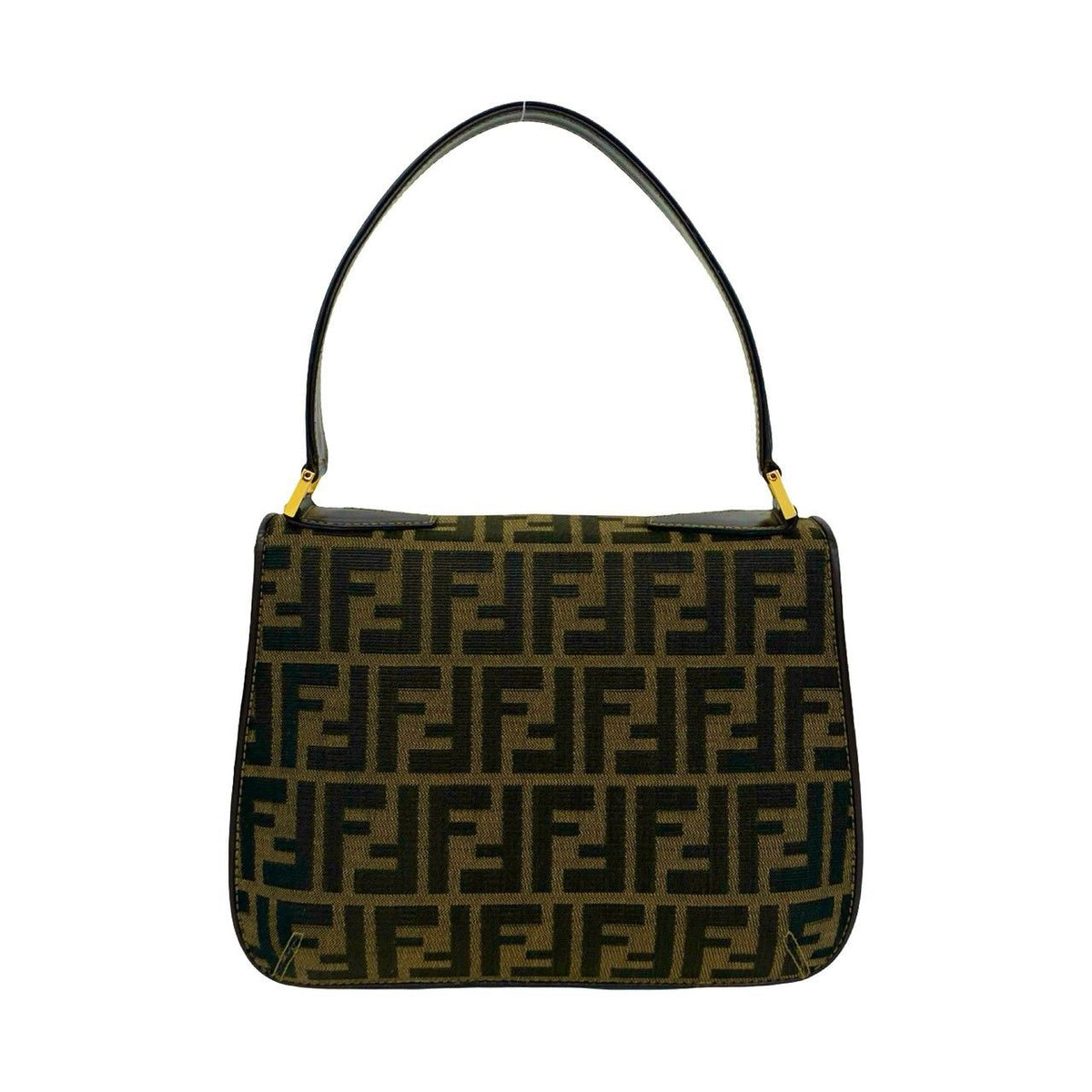Fendi Zucca Canvas Leather Shoulder Bag