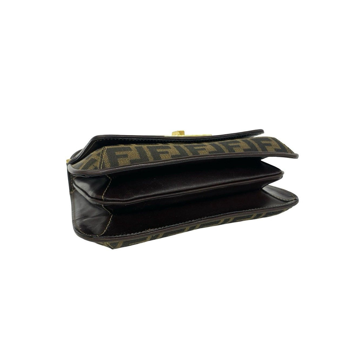 Fendi Zucca Canvas Leather Shoulder Bag