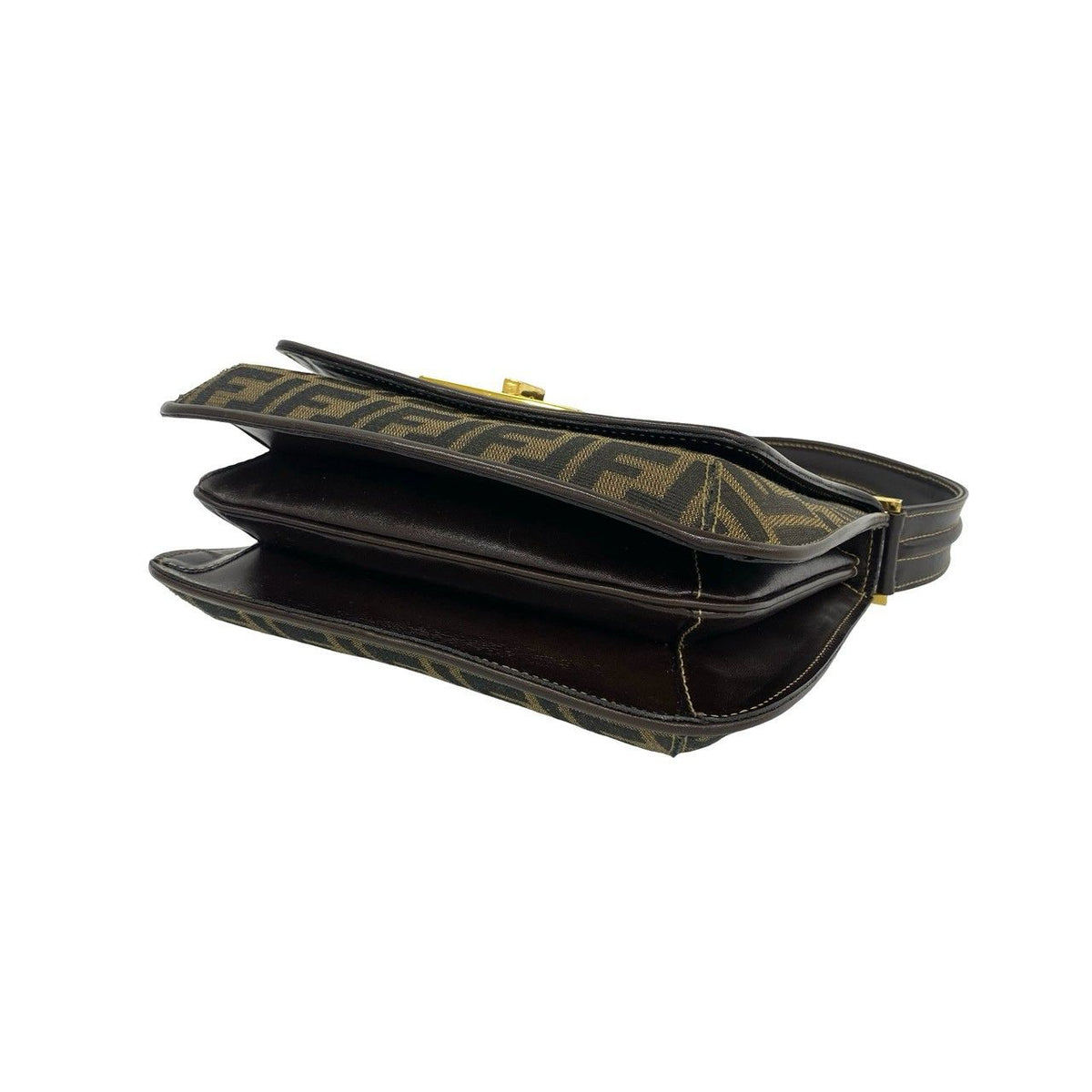 Fendi Zucca Canvas Leather Shoulder Bag
