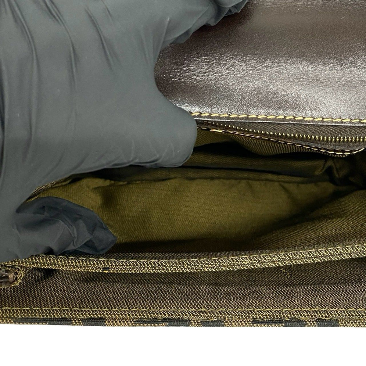 Fendi Zucca Canvas Leather Shoulder Bag