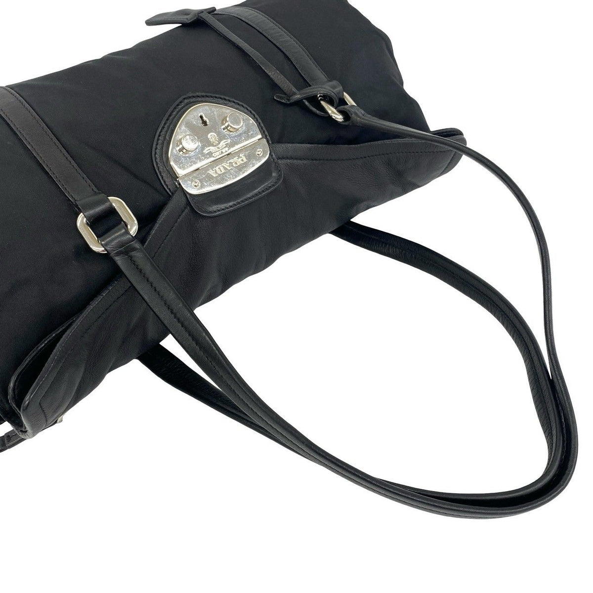 Prada Tessuto Nylon Leather Tote Bag
