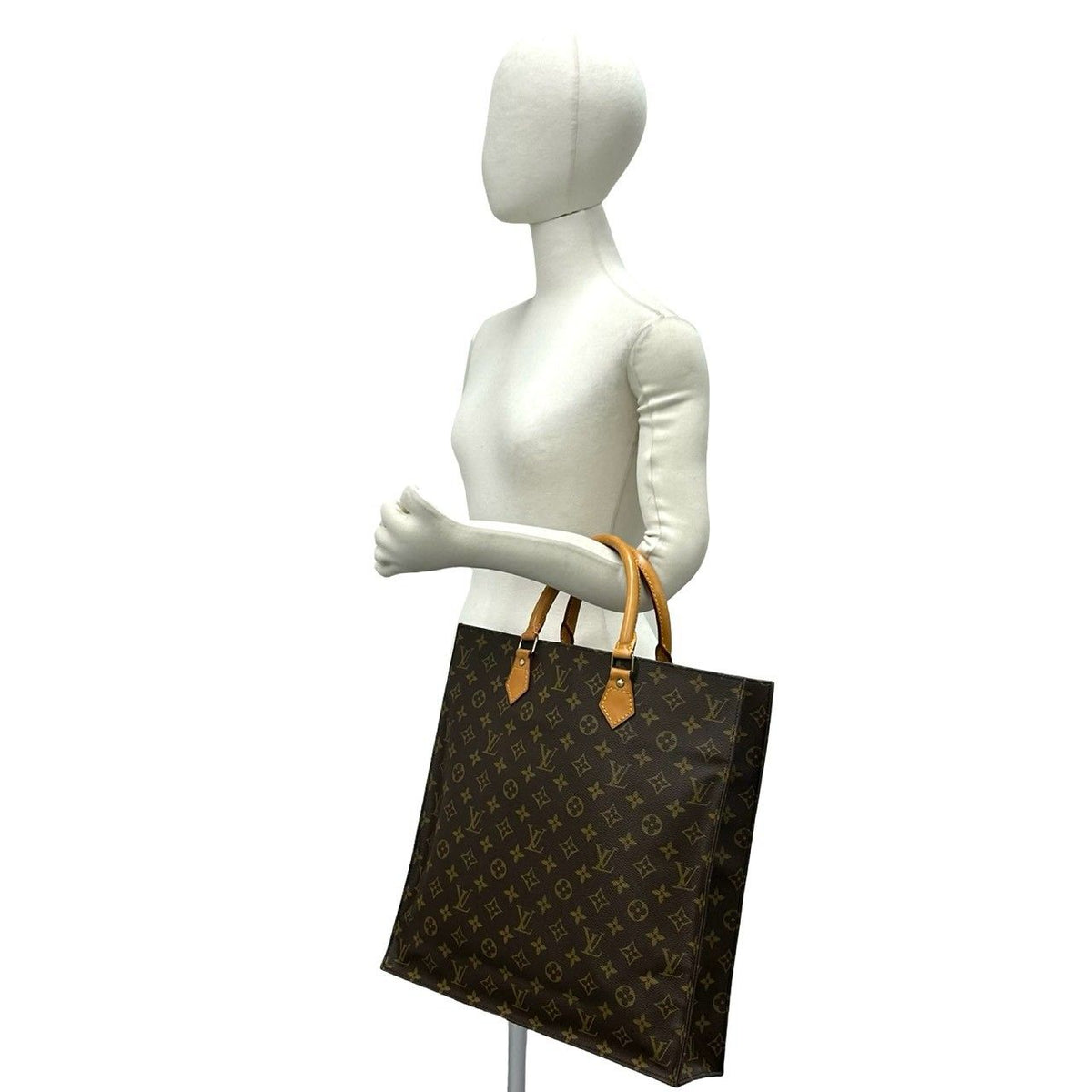 Louis Vuitton Sac Plat Monogram Leather Tote Bag