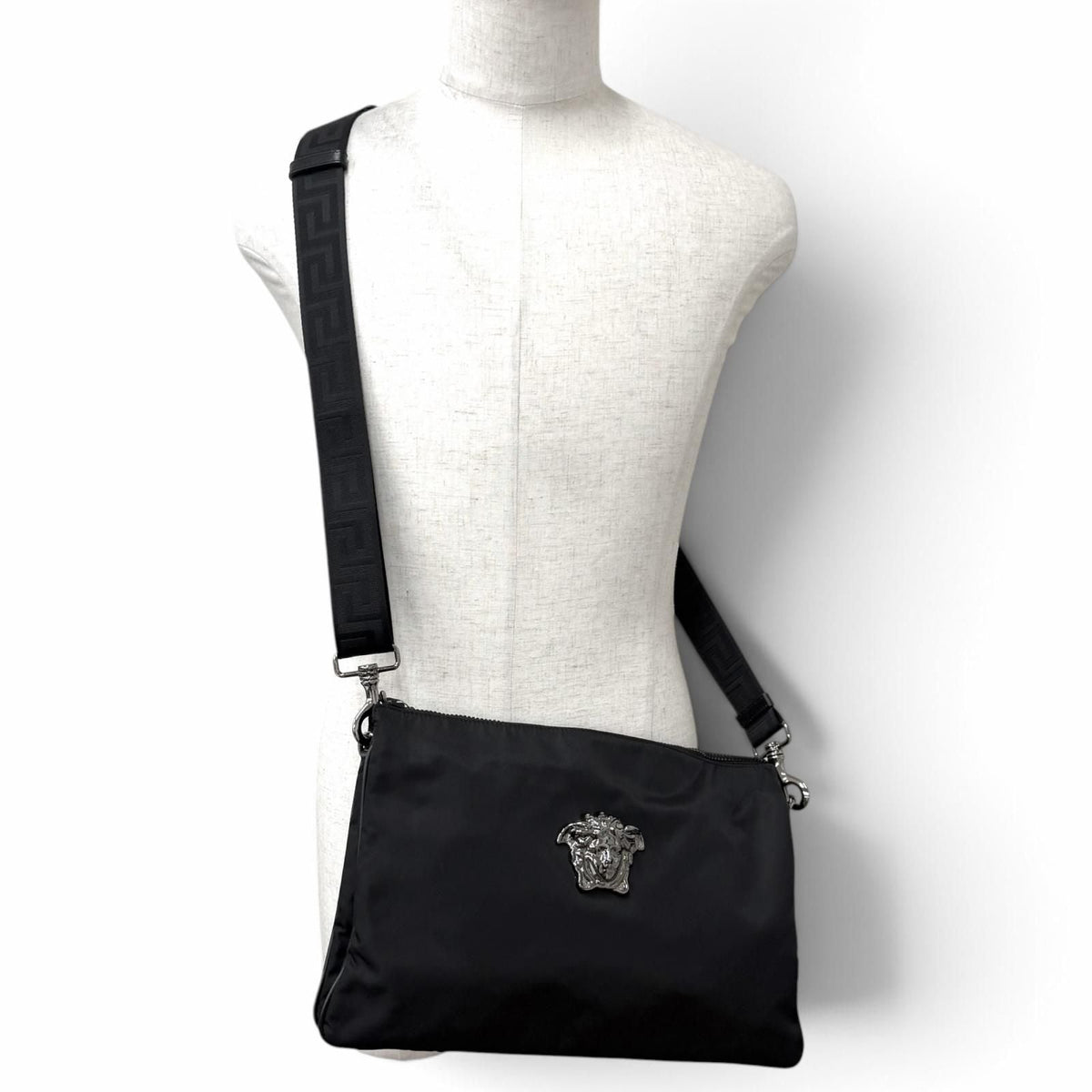 Versace 3D Medusa Greca Nylon Leather 2way Shoulder Bag