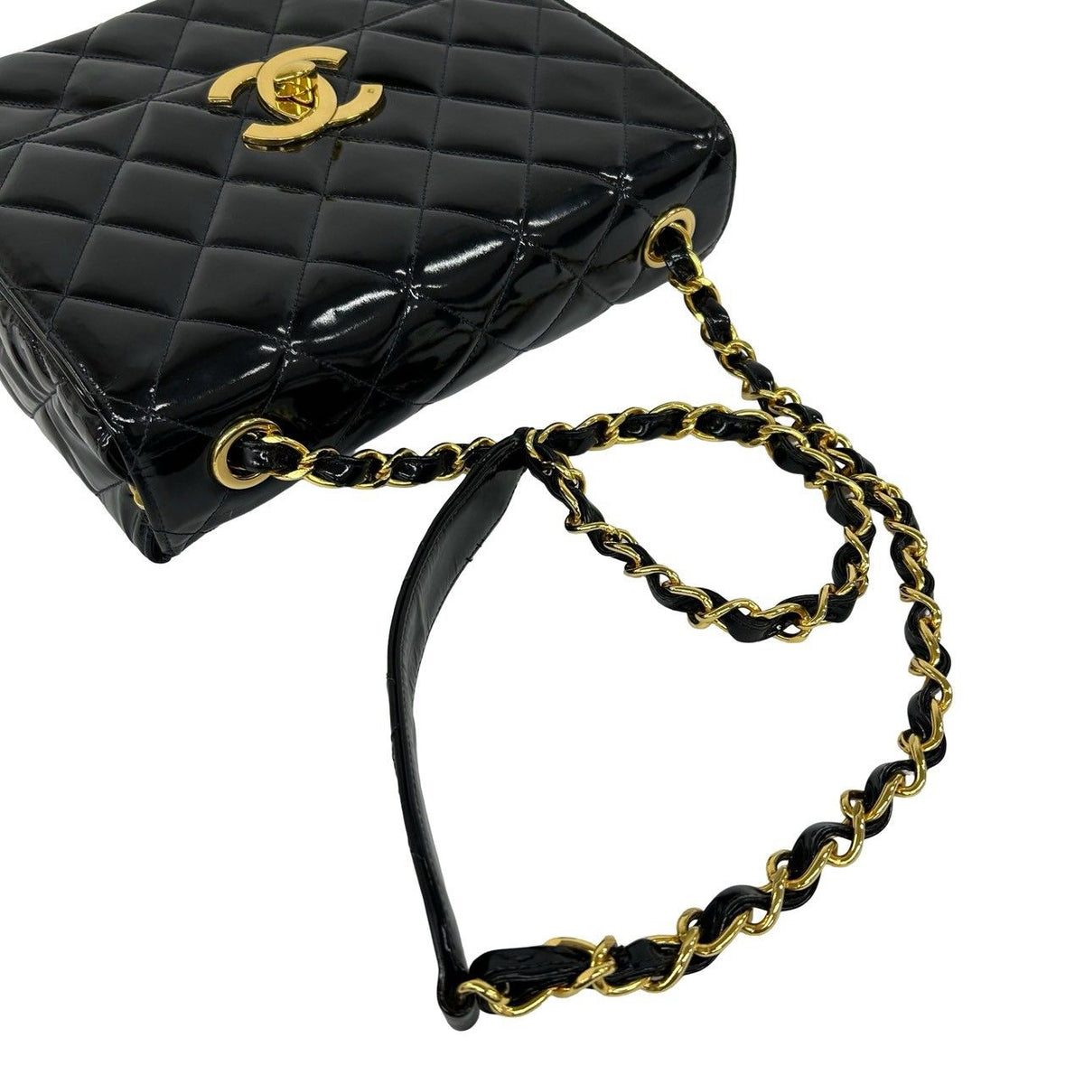 Chanel Matelasse Coco Mark Patent Leather Shoulder Bag